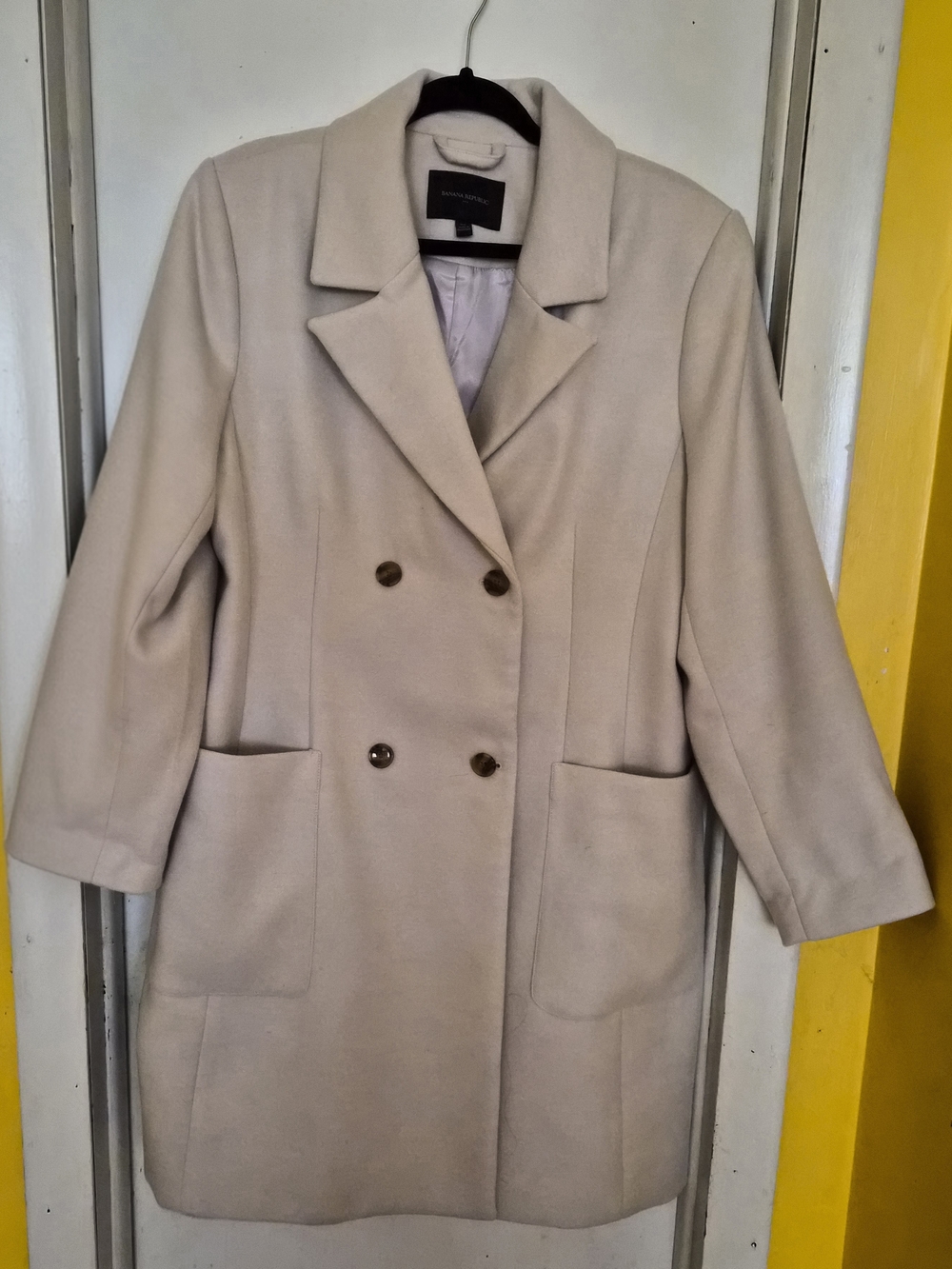 Banana Republic Double-Breasted Pea Coat in Light Beige